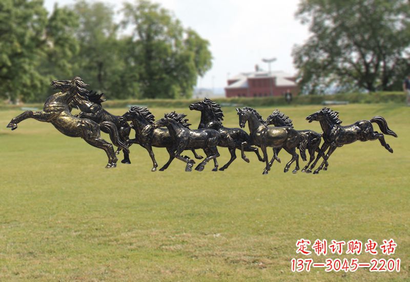 张家口八骏图八匹马群铜雕