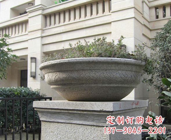 张家口别墅景观大理石花盆石雕 (5)