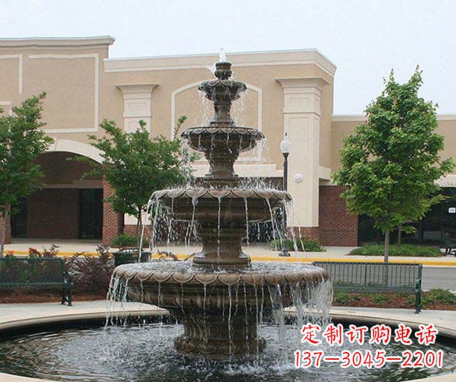 张家口别墅景观石雕多层喷泉雕塑 (3)