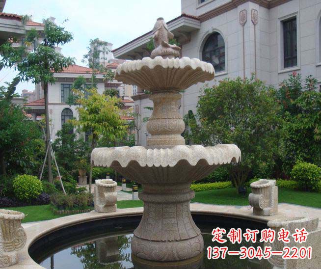 张家口别墅景观石雕多层喷泉雕塑