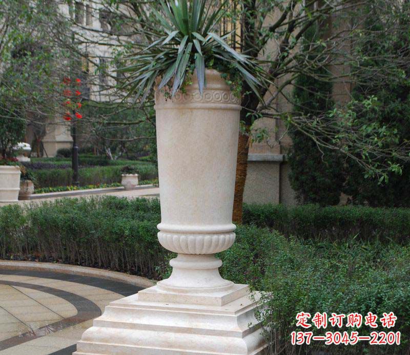 张家口别墅景观石雕花盆