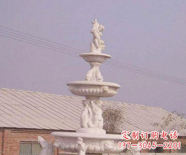 张家口天使般的宁静——别墅景观天使喷泉石雕