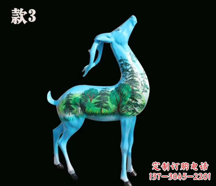 张家口玻璃钢彩绘艺术小鹿雕塑精美的艺术品