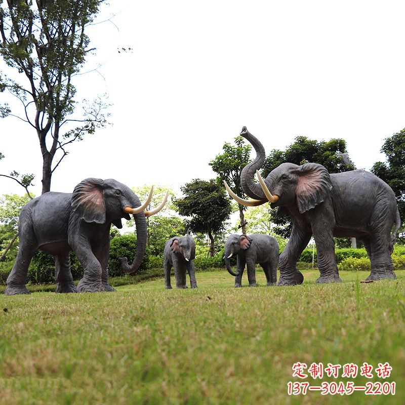 张家口玻璃钢大象雕塑传承古老文化,点缀园林景观
