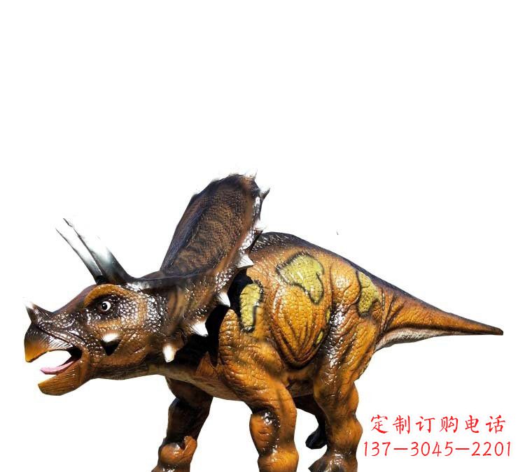 张家口玻璃钢仿真恐龙三角龙雕塑——古老动物的最佳再现