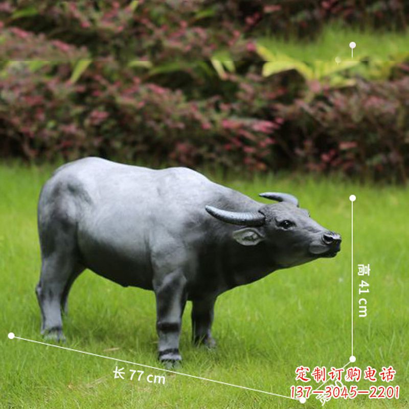 张家口玻璃钢仿真水牛雕塑——点缀公园草坪