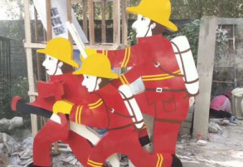 张家口玻璃钢消防员雕塑——精致的园林景观装饰