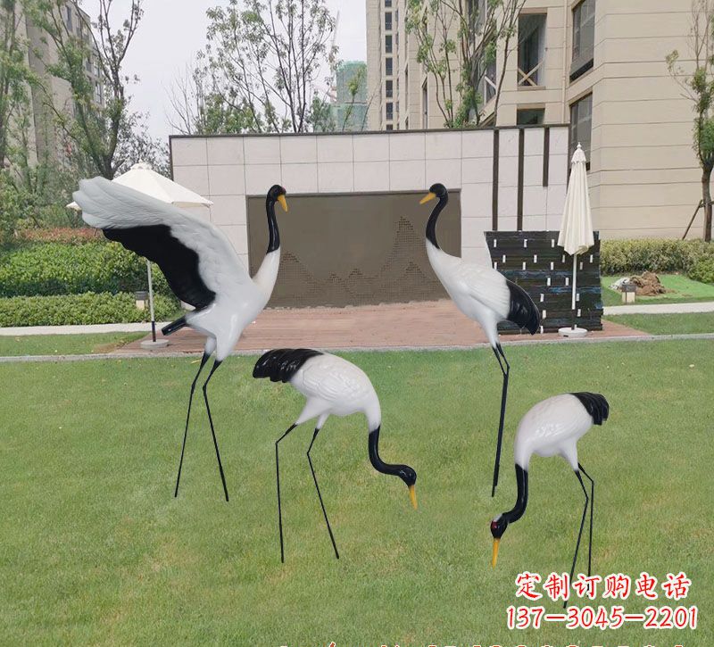 张家口精美玻璃钢仙鹤雕塑