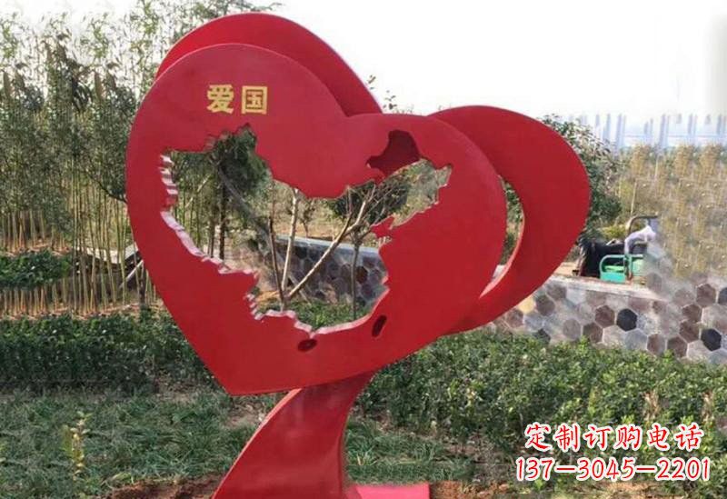 张家口不锈钢爱国镂空中国地图雕塑