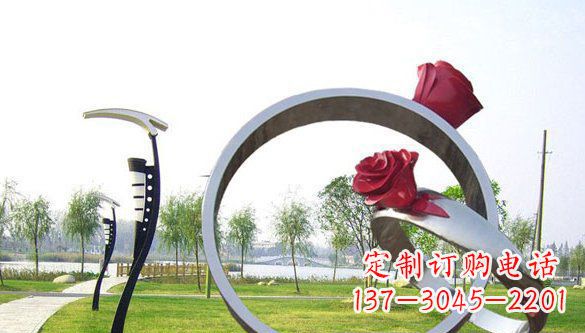 张家口不锈钢爱情戒指雕塑