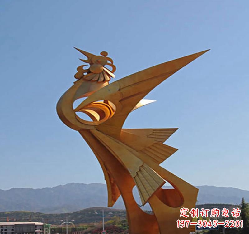 张家口不锈钢凤凰雕塑传承瑞雪兆丰年