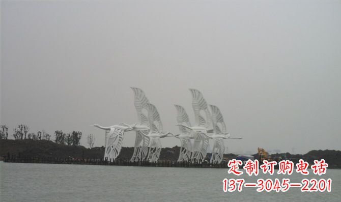 张家口不锈钢白鹭动物雕塑美丽的艺术作品