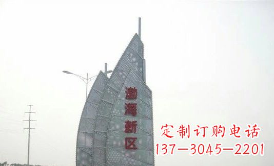 张家口渤海新区精美不锈钢船帆雕塑