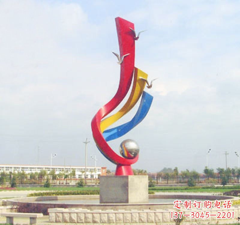 张家口不锈钢彩色海鸥海浪雕塑——美丽传承