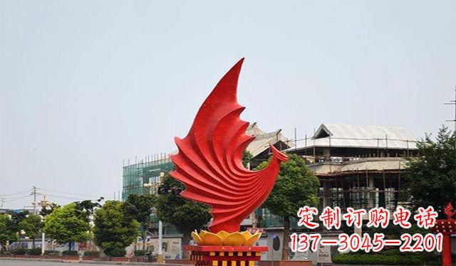 张家口不锈钢凤凰雕塑象征着城市繁荣