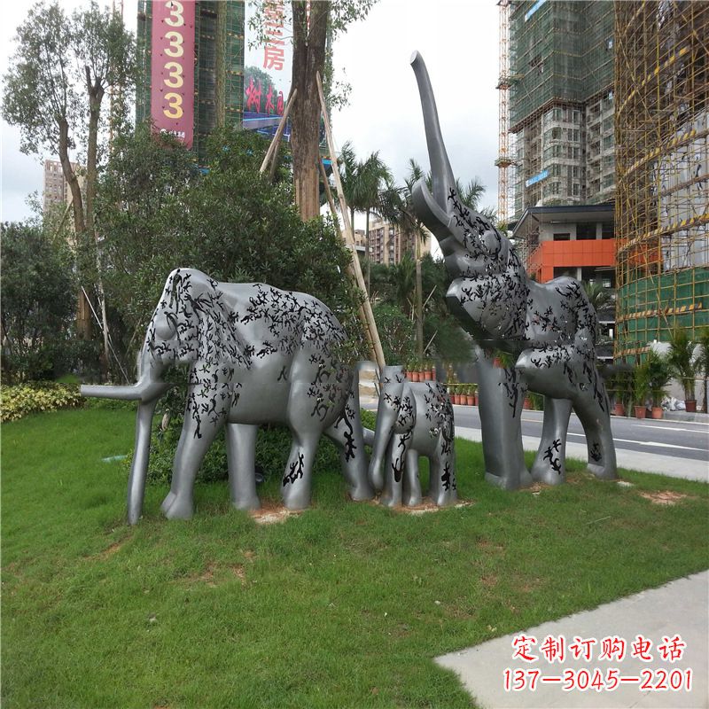 张家口不锈钢大象雕塑小区园林的精美装饰