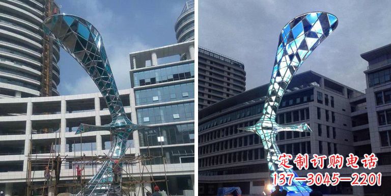 张家口不锈钢抽象大雁景观雕塑