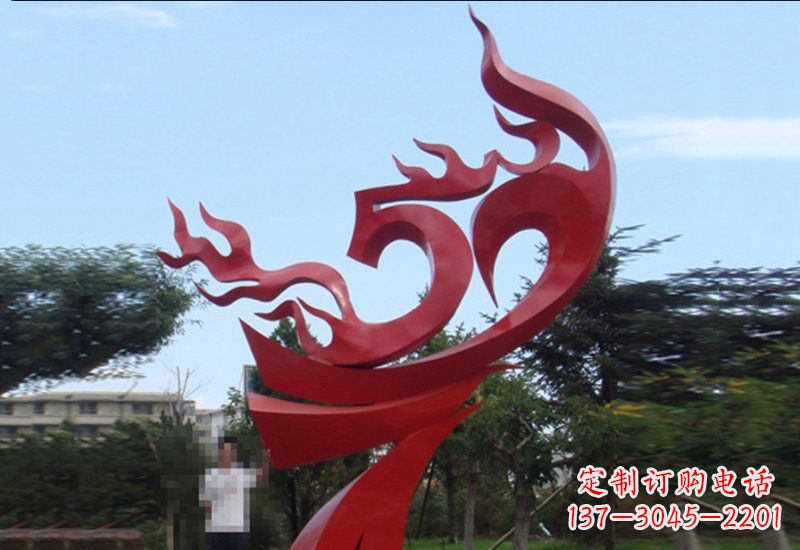 张家口不锈钢凤凰涅槃雕塑——象征着新生