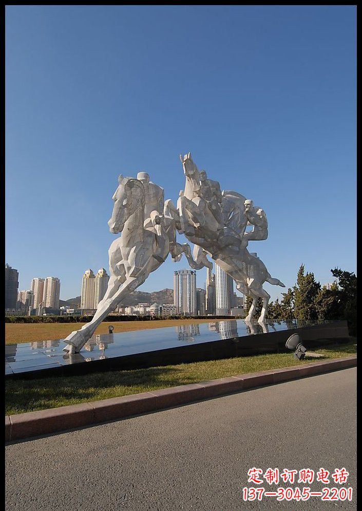 张家口不锈钢骑马雕塑精美的艺术品