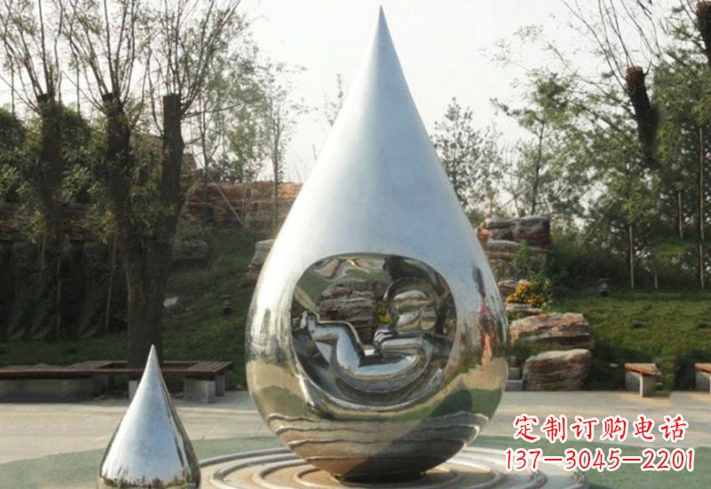 张家口不锈钢水滴雕塑缔造生命之源