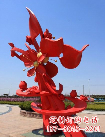 张家口不锈钢石榴花雕塑艺术与美学的完美结合