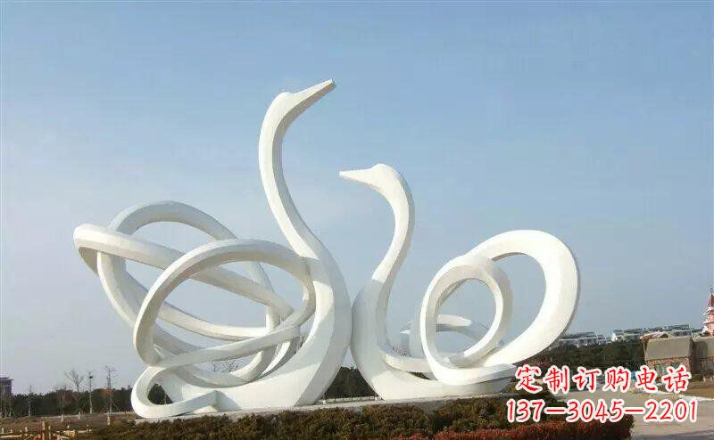 张家口不锈钢抽象天鹅雕塑 (4)