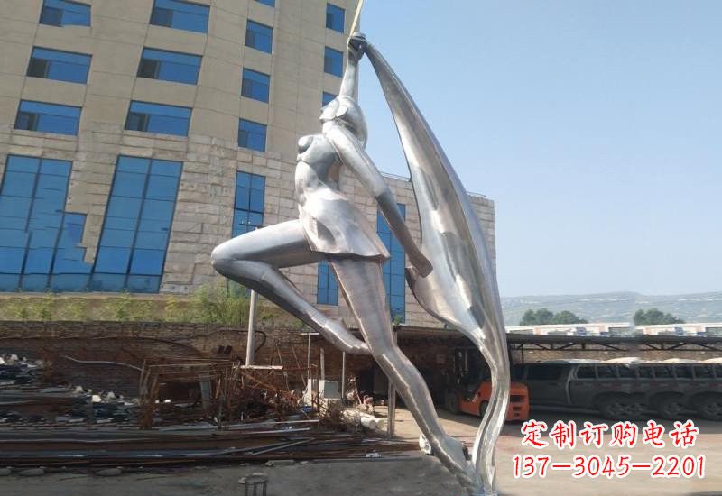 张家口不锈钢抽象艺术体操女孩雕塑