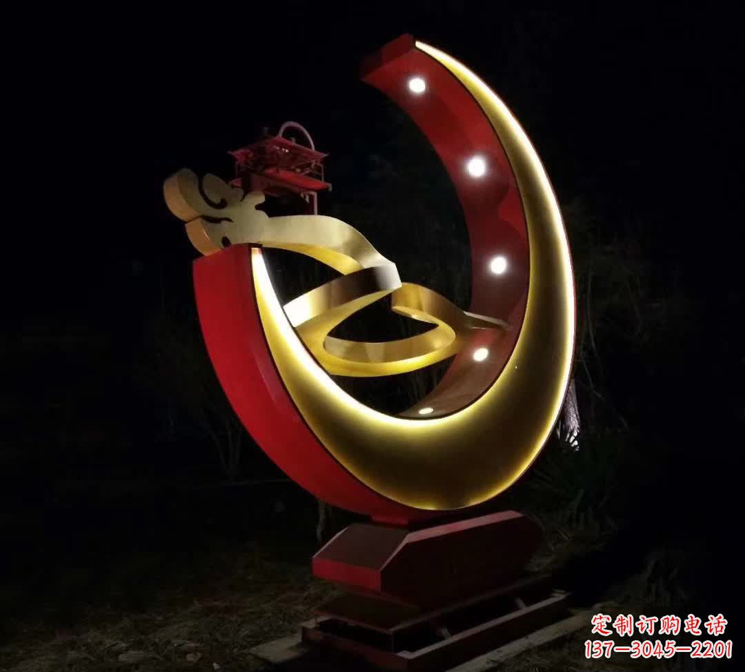 张家口不锈钢月亮雕塑静谧中的经典之美