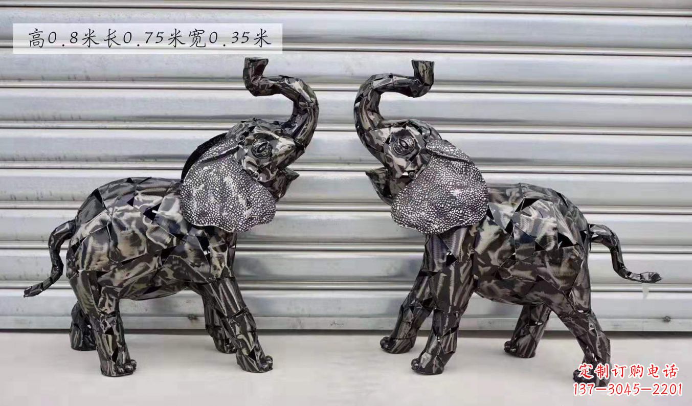 张家口不锈钢大象雕塑精美的摆件装饰