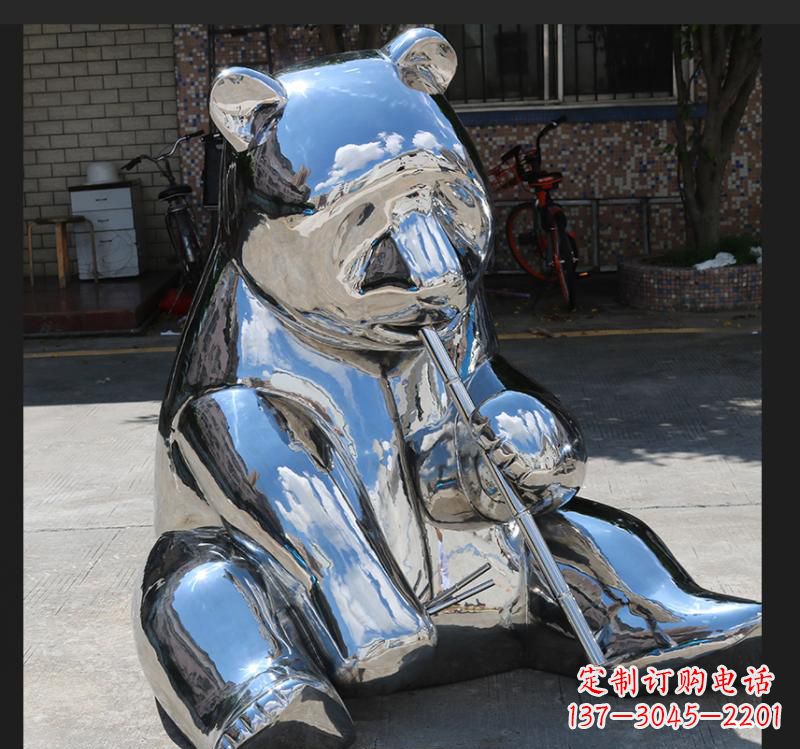 张家口不锈钢动物熊雕塑来自自然的美丽