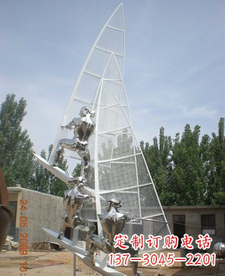 张家口海上航行不锈钢帆船雕塑