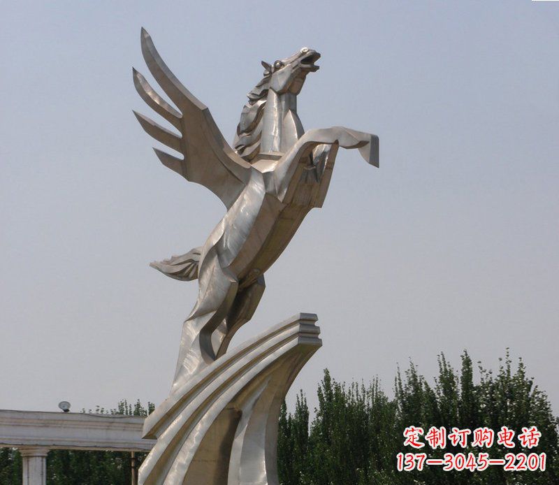张家口不锈钢飞马精美雕塑点缀公园