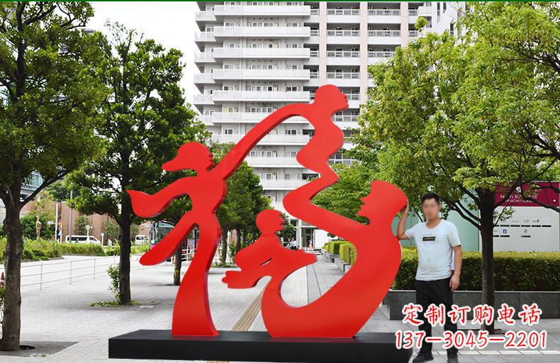 张家口不锈钢福字雕塑传递美好祝福