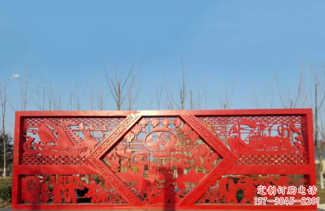 张家口不锈钢福字雕塑——点亮广场景观
