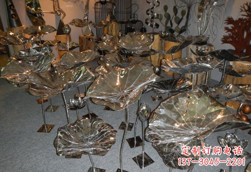 张家口不锈钢荷叶雕塑——缔造美丽公园