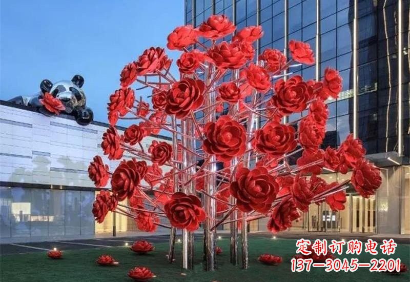 张家口不锈钢公园玫瑰花树雕塑——让玫瑰长驻公园