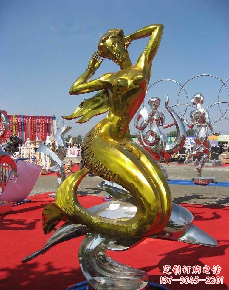 张家口不锈钢美人鱼雕塑——美丽的象征