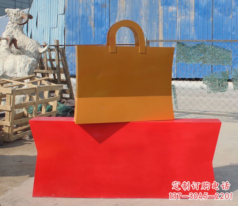 张家口精美不锈钢购物袋雕塑