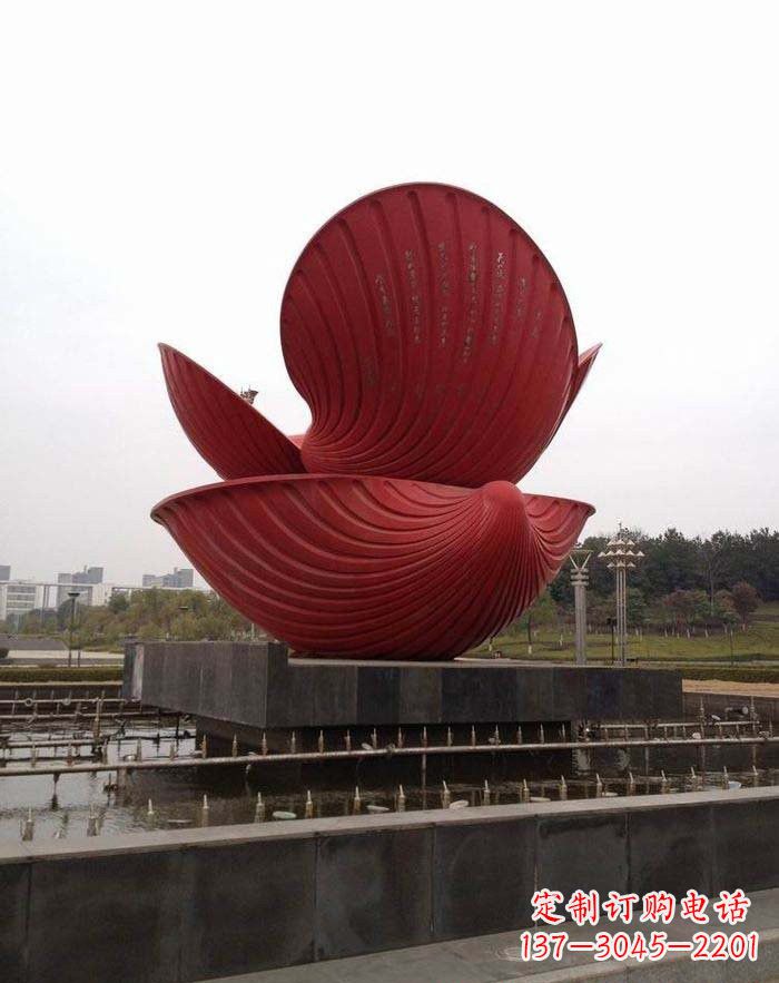 张家口不锈钢贝壳喷泉雕塑——海洋之美无限