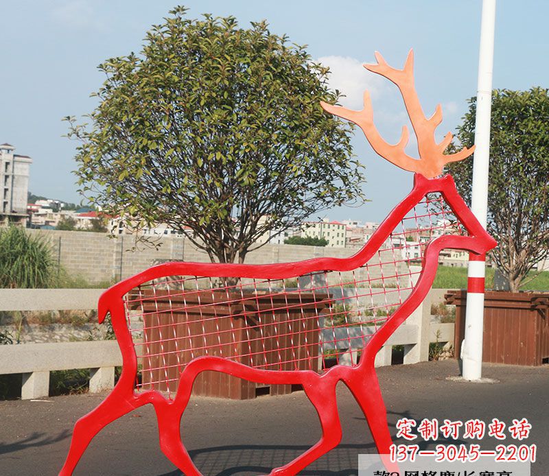 张家口不锈钢动物雕塑——鹿