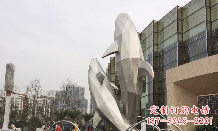 张家口不锈钢海豚喷泉雕塑精美的海洋之美
