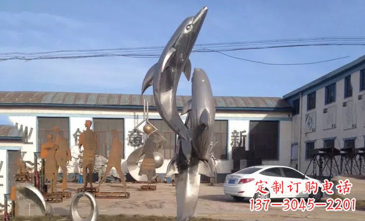 张家口不锈钢海豚嬉戏雕塑精美的艺术视觉
