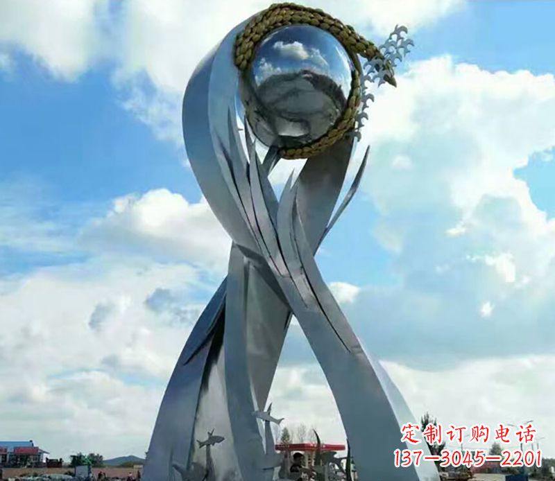 张家口传递和平美好的不锈钢环球雕塑