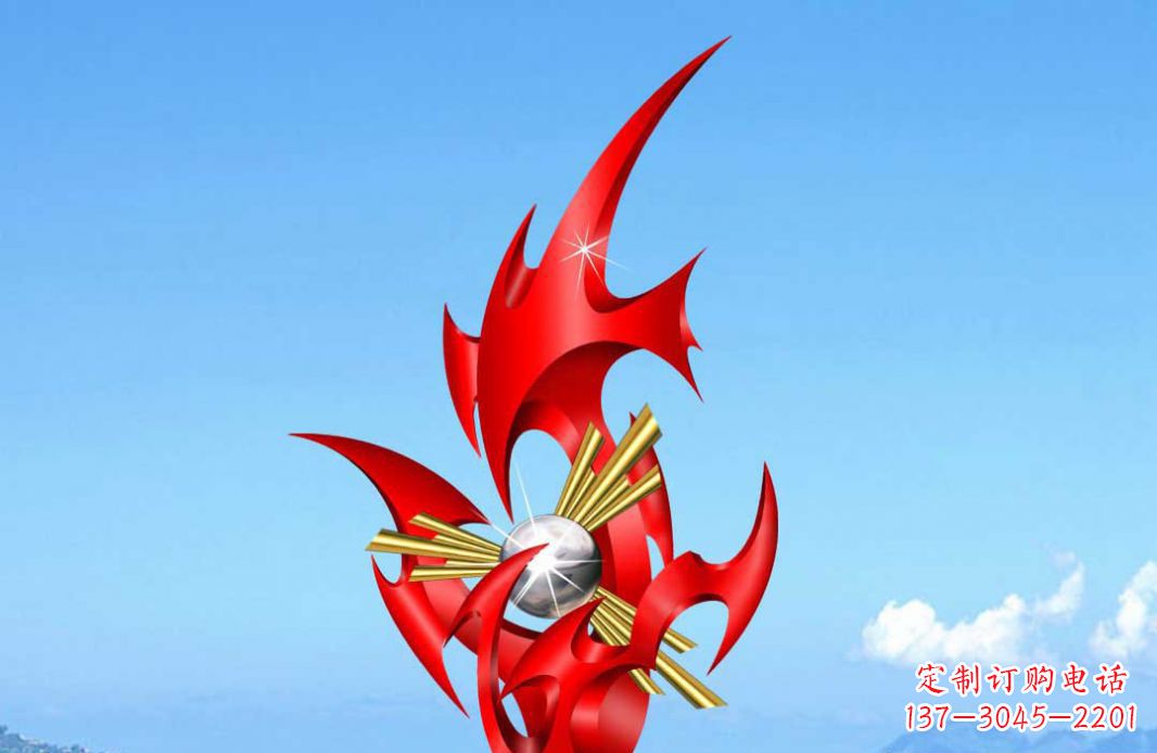 张家口不锈钢火苗抽象景观雕塑给城市添彩