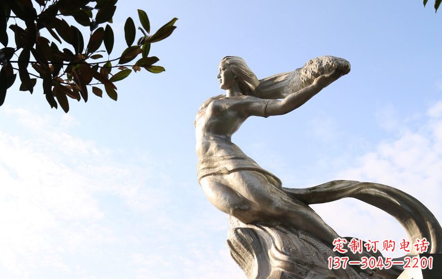 张家口女娲传承中华神话的不锈钢雕塑