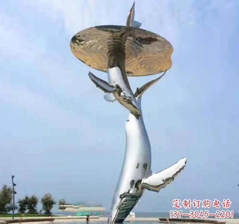 张家口不锈钢海豚雕塑精美的艺术品