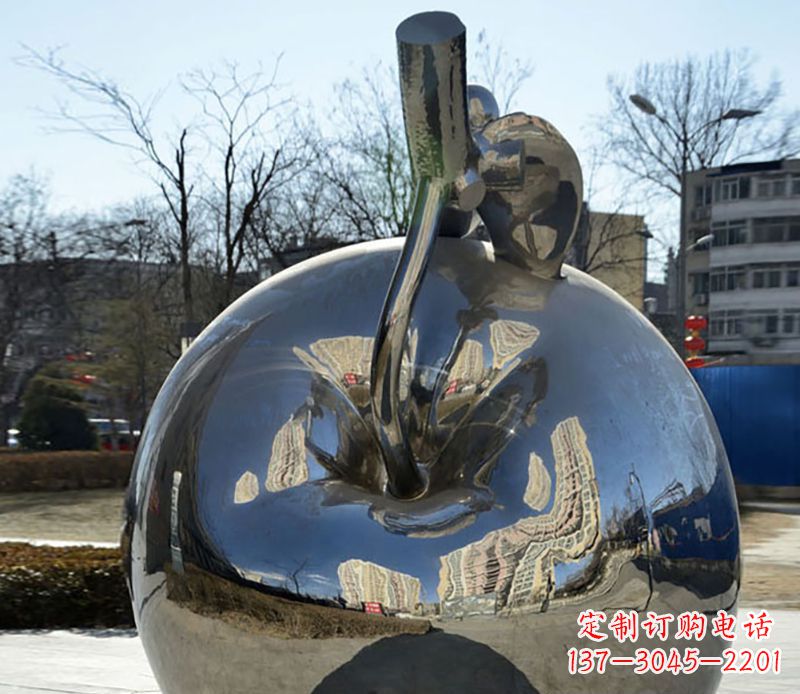 张家口不锈钢苹果镜面雕塑精美绝伦