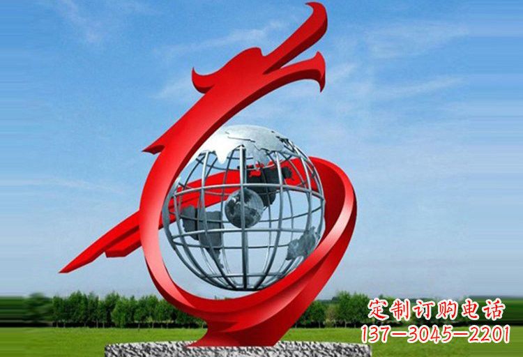 张家口不锈钢地球雕塑精美雕塑饰以美丽世界