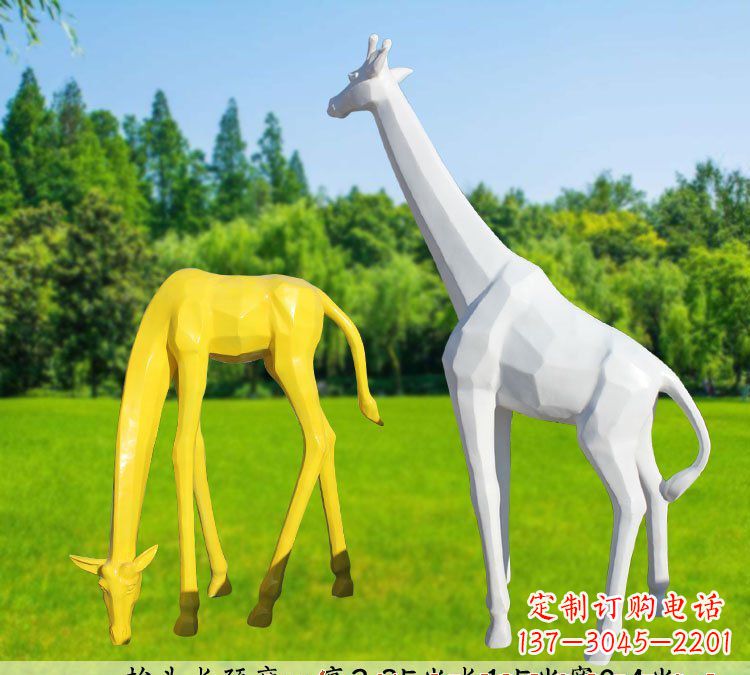 张家口不锈钢长颈鹿雕塑完美结合美丽与耐久