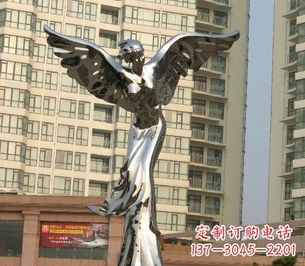 张家口不锈钢天使雕塑传递温暖的祝福